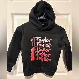 Taylor swift Kids Black Hoodie with Pink and Red Design